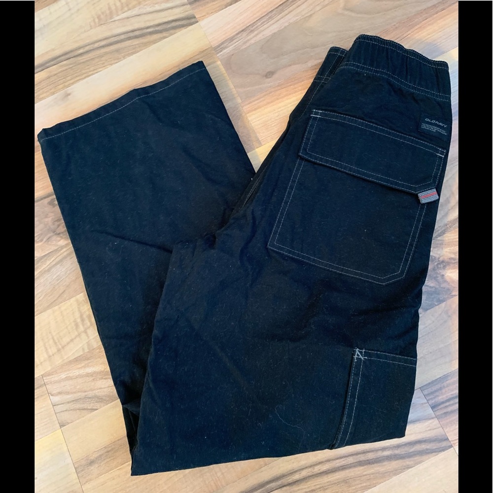 Old Navy Boys Youth Mesh Lined Cargo Pants Size 12 Ankle Zips Black New NWT